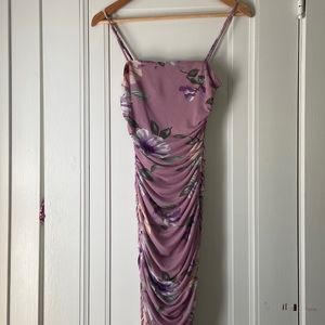 Lulus Ruche Mauve/Purple floral dress